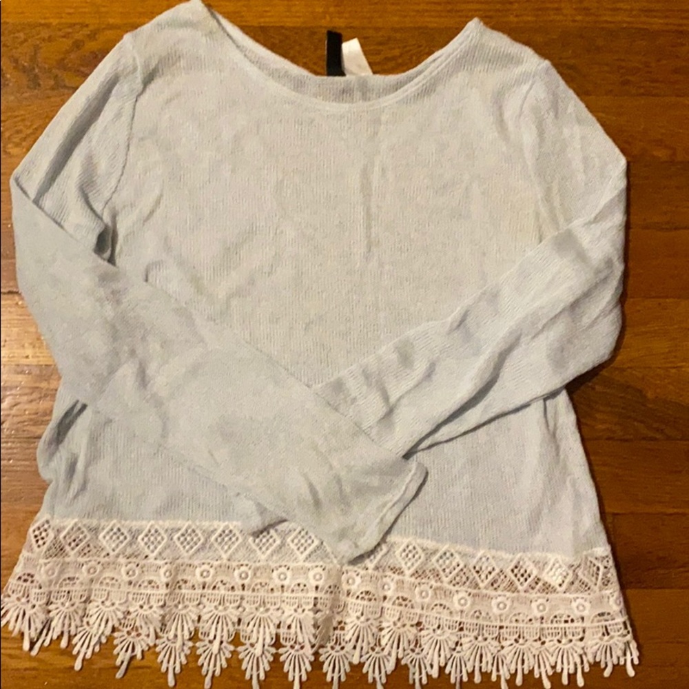 Blue along sleeve shirt